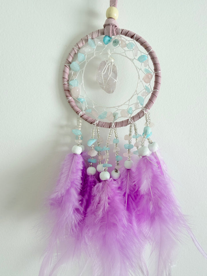 Amethyst, Rose Quartz & Blue Agate Dream Catcher