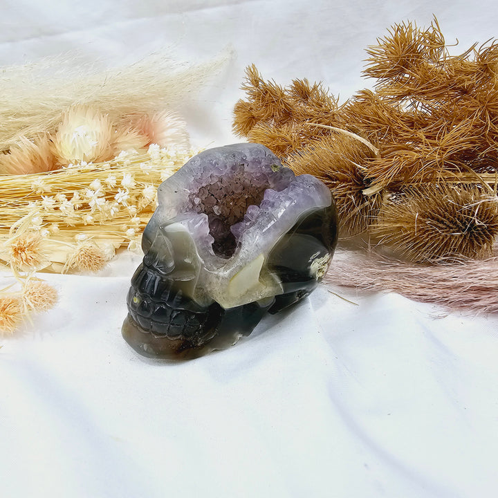 Amethyst & Agate Druzy Skull