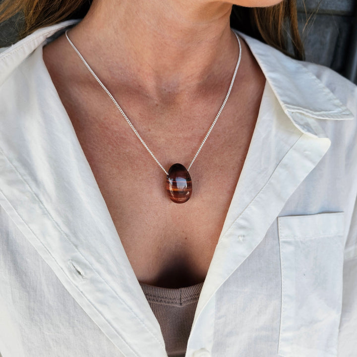 Red Tigers Eye Tumbled Pendant