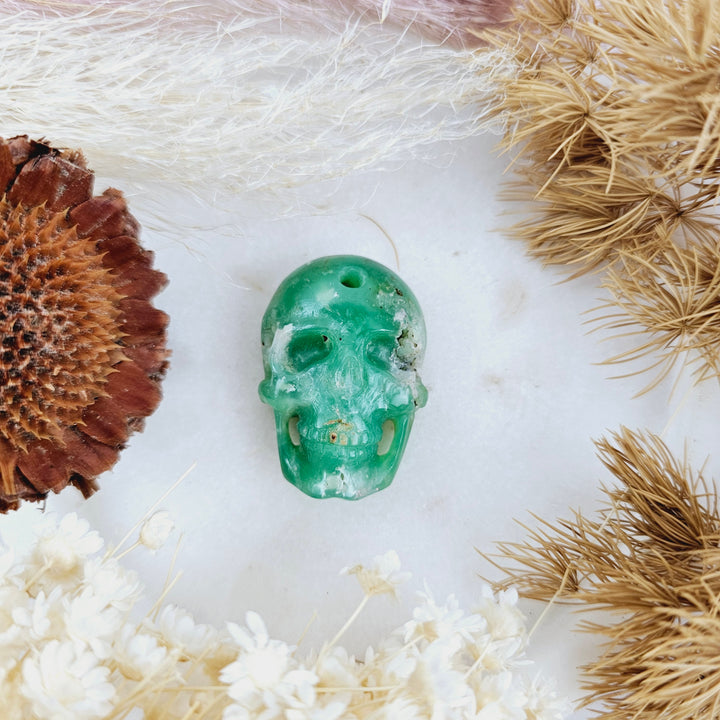 Chrysoprase Skull Pendant