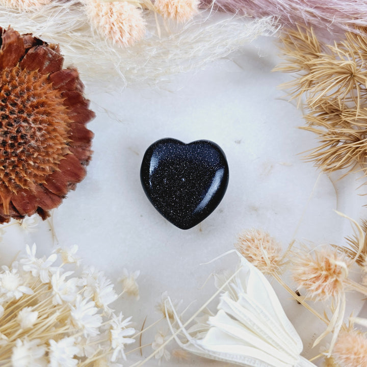 Blue Goldstone Heart Pendant