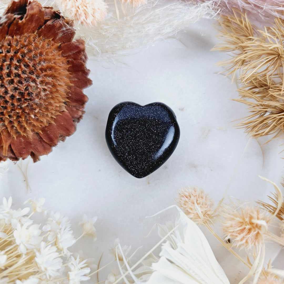 Blue Goldstone Heart Pendant