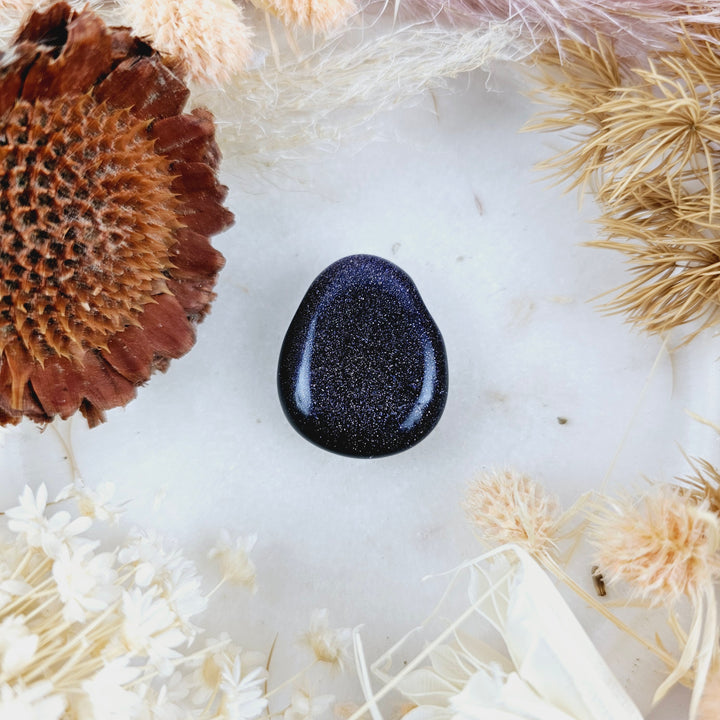 Blue Goldstone Tumbled Pendant