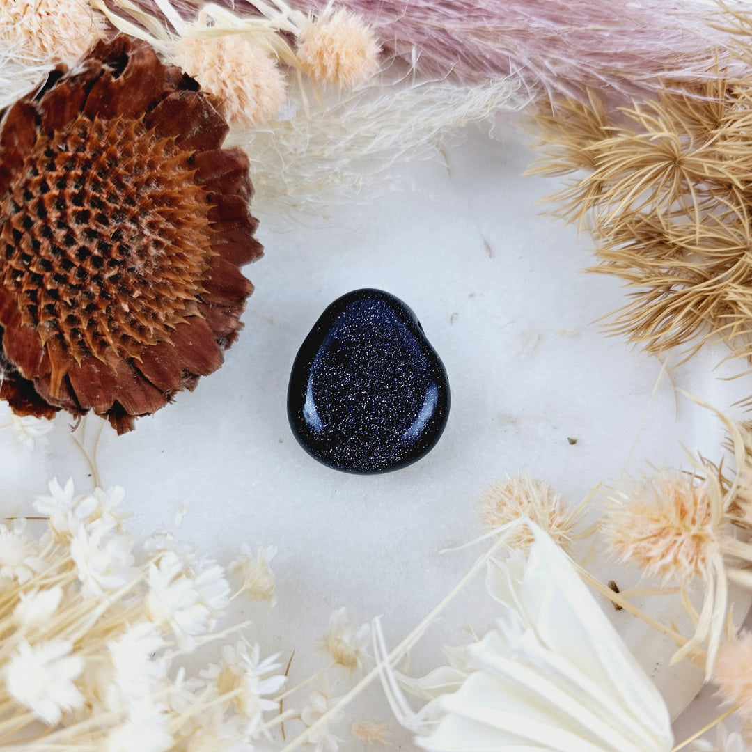 Blue Goldstone Tumbled Pendant