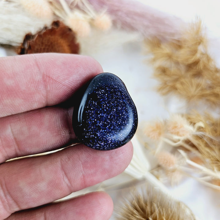 Blue Goldstone Tumbled Pendant