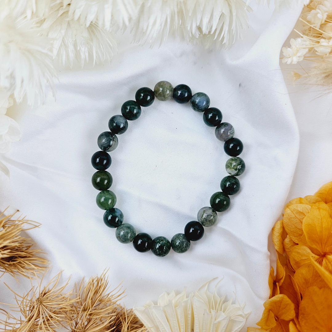 Moss Agate Bracelet - 8mm