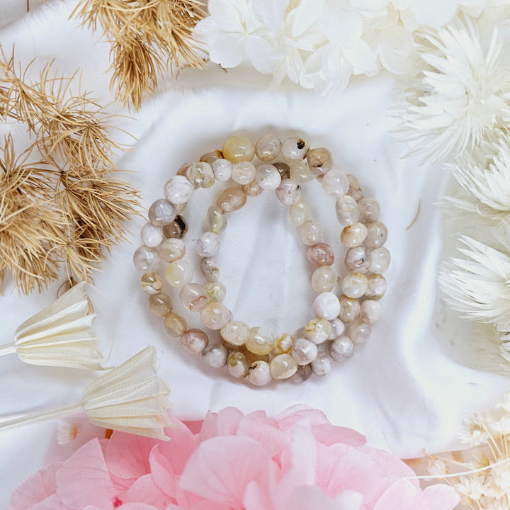 Cherry Blossom Agate Bracelet - Tumbled