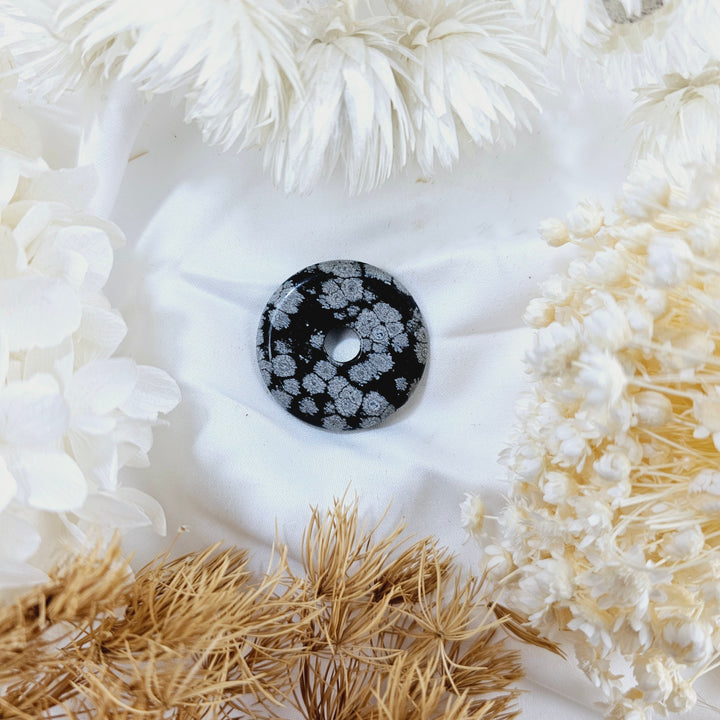 Snowflake Obsidian Donut Pendant
