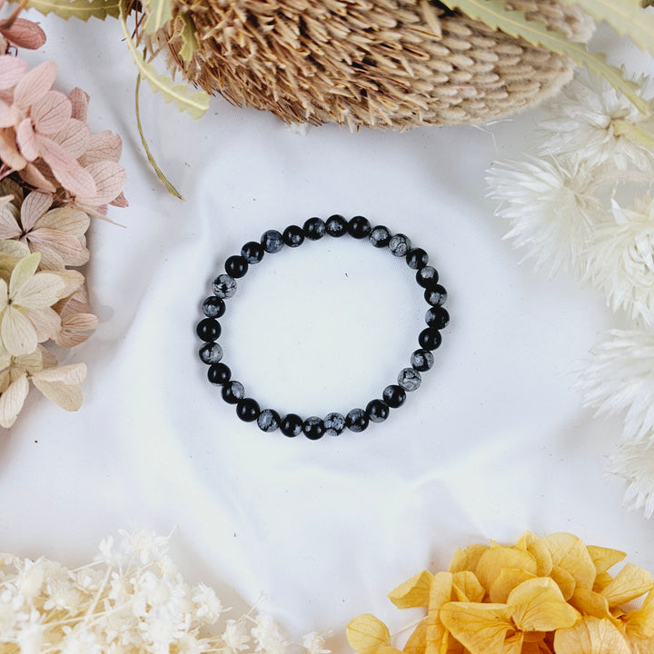 Snowflake Obsidian Bracelet - 6mm