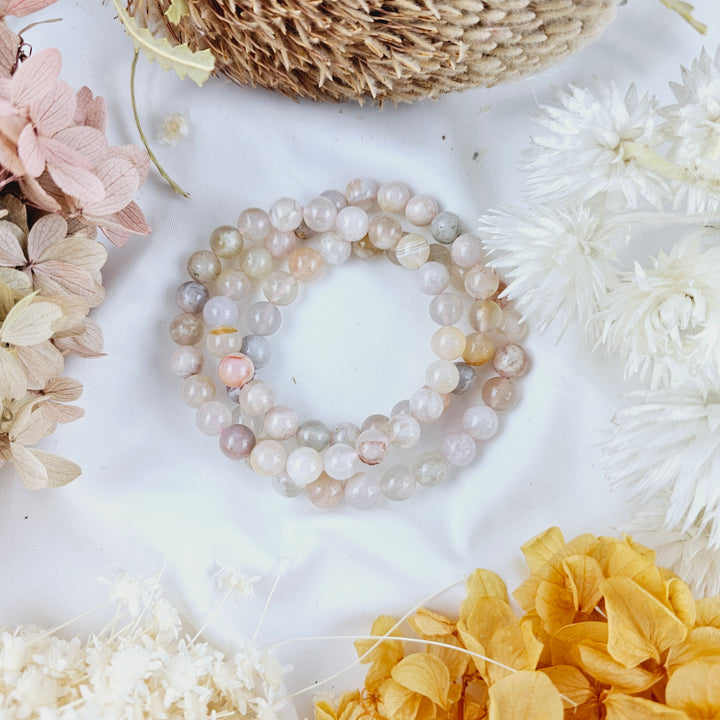Cherry Blossom Agate Bracelet - 8mm