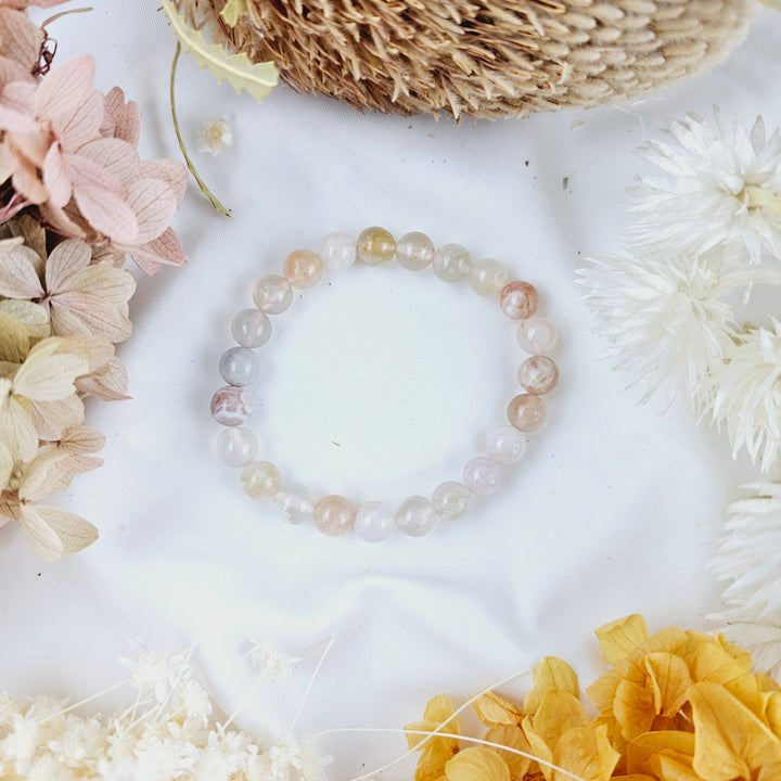 Cherry Blossom Agate Bracelet - 8mm