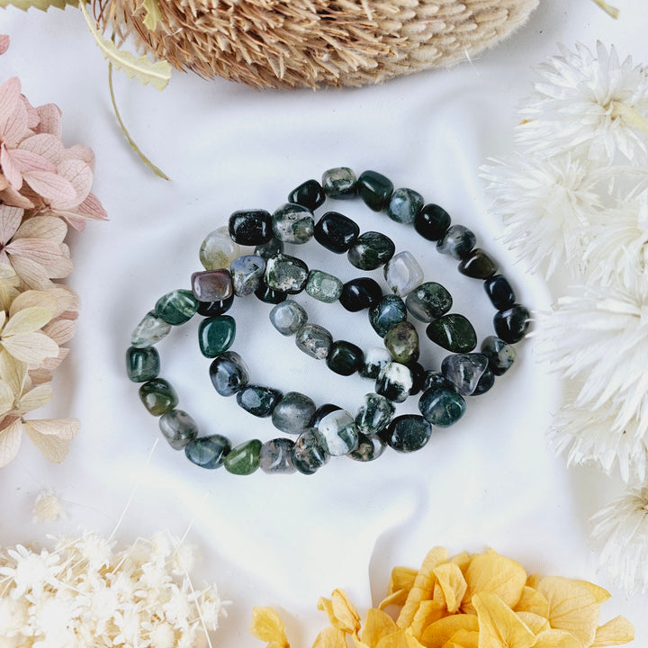 Moss Agate Bracelet - Tumbled #2