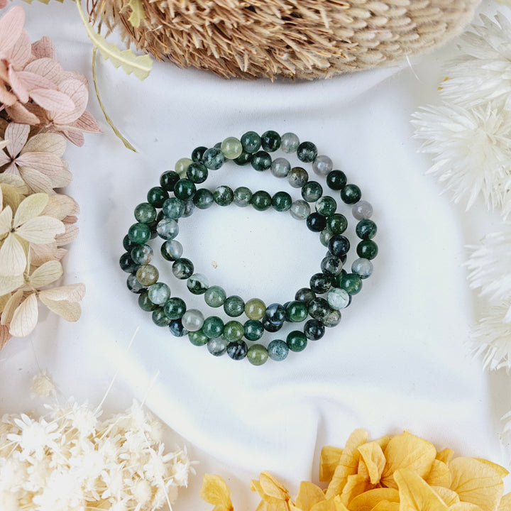 Moss Agate Bracelet - 6mm #2