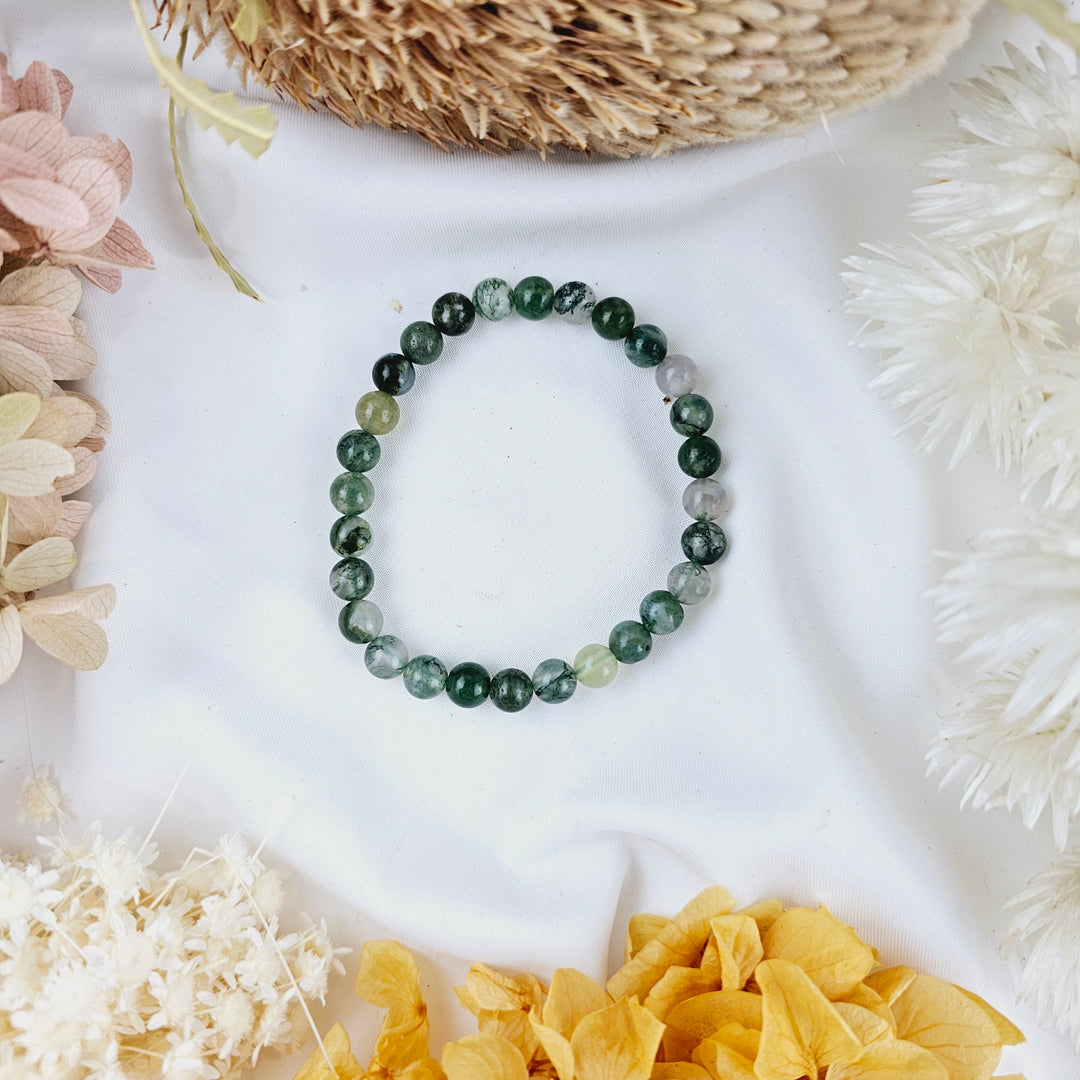 Moss Agate Bracelet - 6mm #2