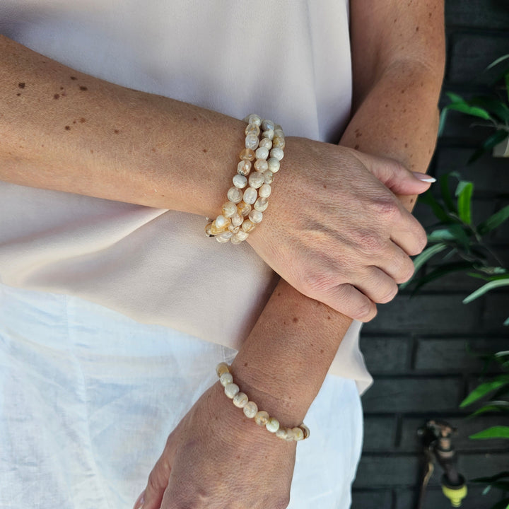 Cherry Blossom Agate Bracelet - Tumbled