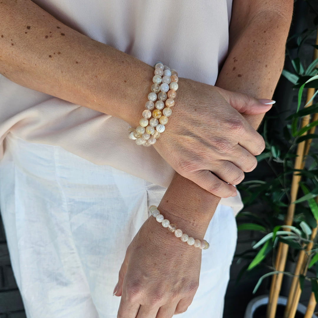 Cherry Blossom Agate Bracelet - 8mm