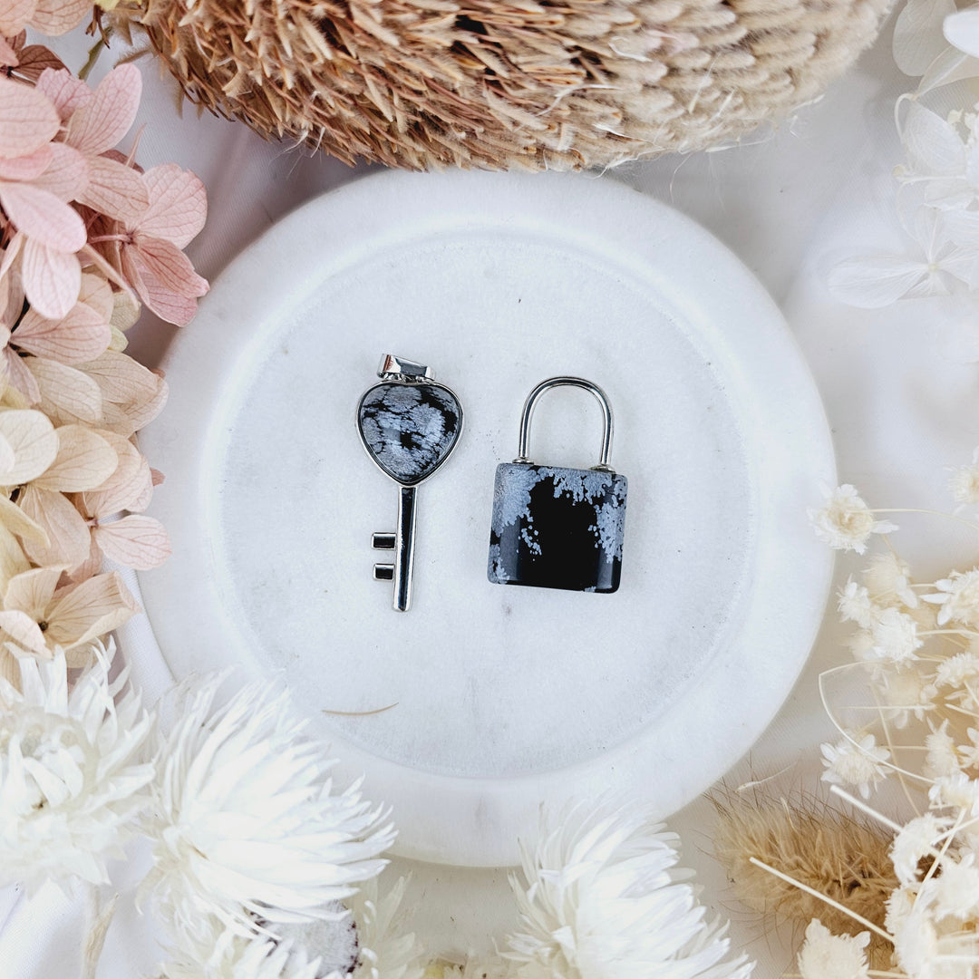 Lock & Key Crystal Pendant