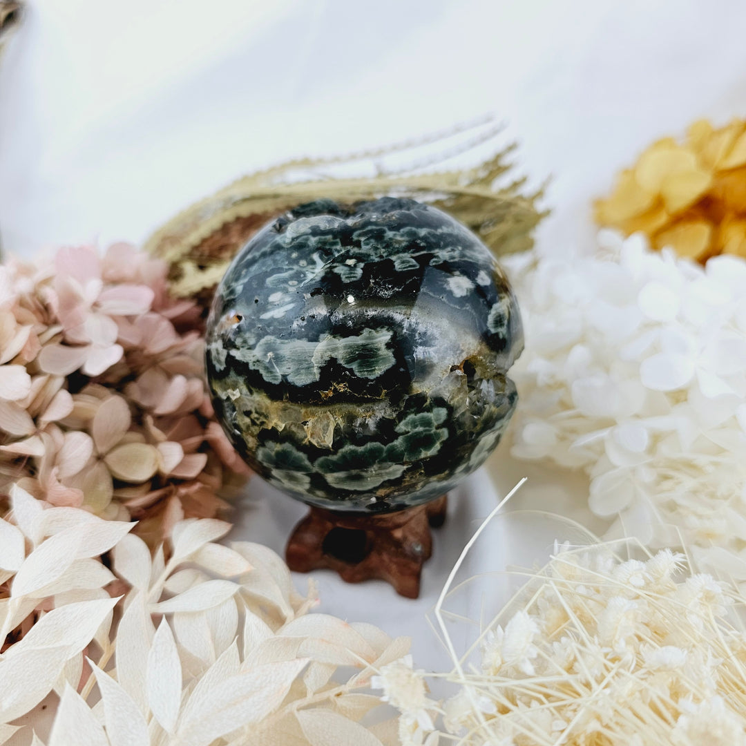 Ocean Jasper Druzy Sphere