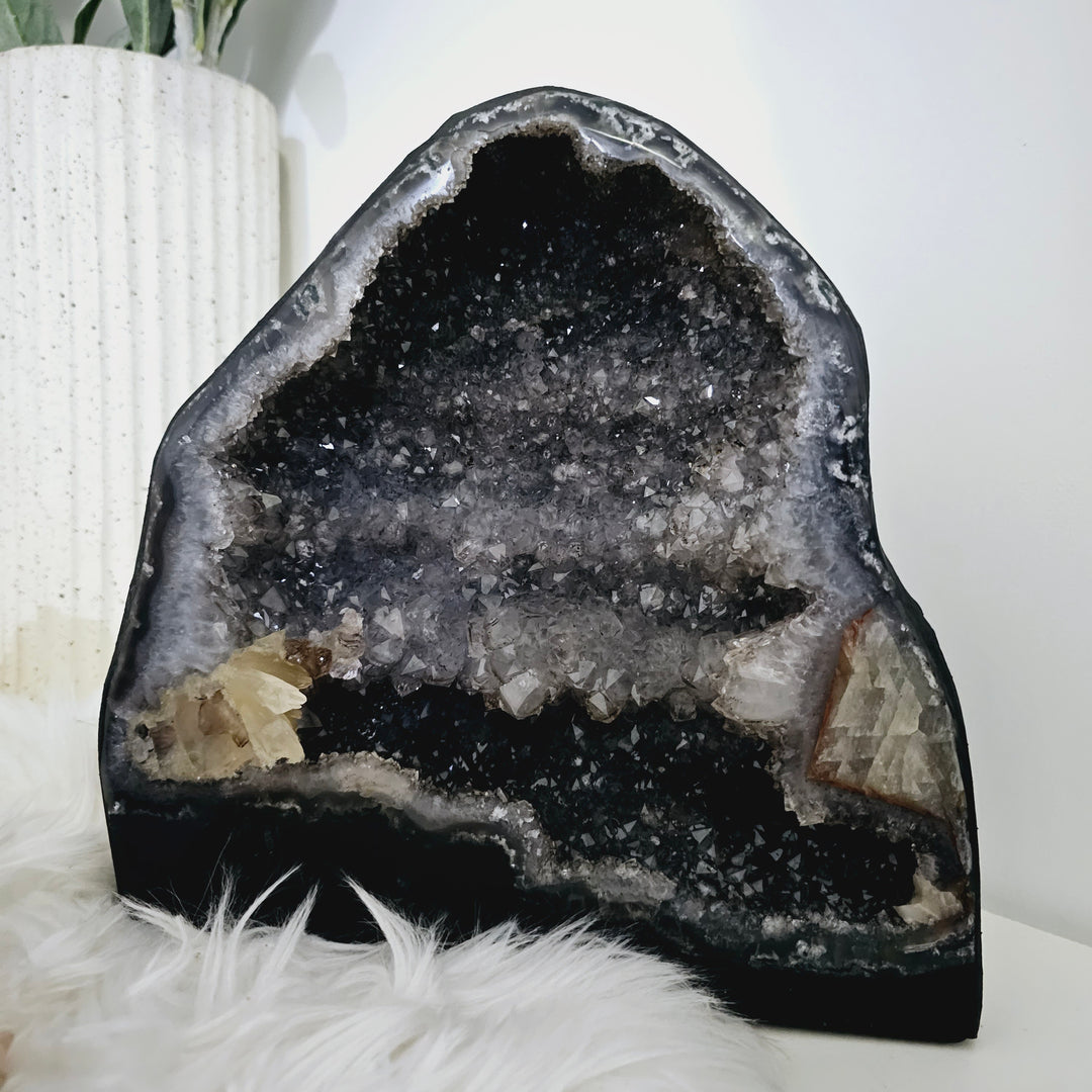 Amethyst with Calcite Geode Cave