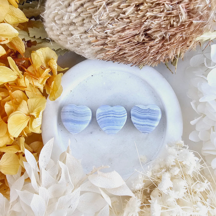 Blue Lace Agate Heart Pendant — Gentle Words