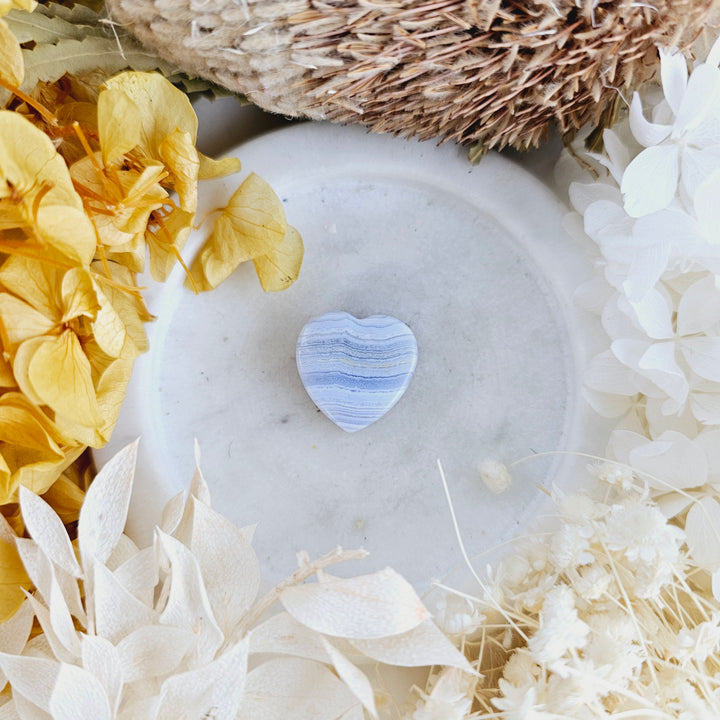 Blue Lace Agate Heart Pendant — Gentle Words