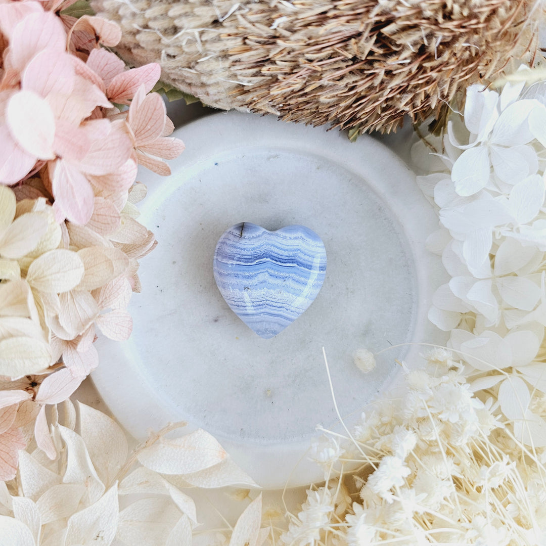 Blue Lace Agate Heart Pendant