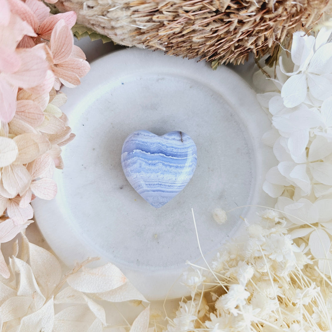 Blue Lace Agate Heart Pendant