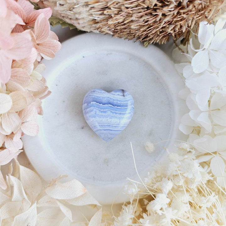Blue Lace Agate Heart Pendant