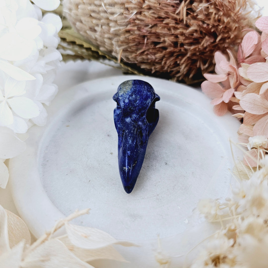 Lapis Lazuli Raven Skull Pendant