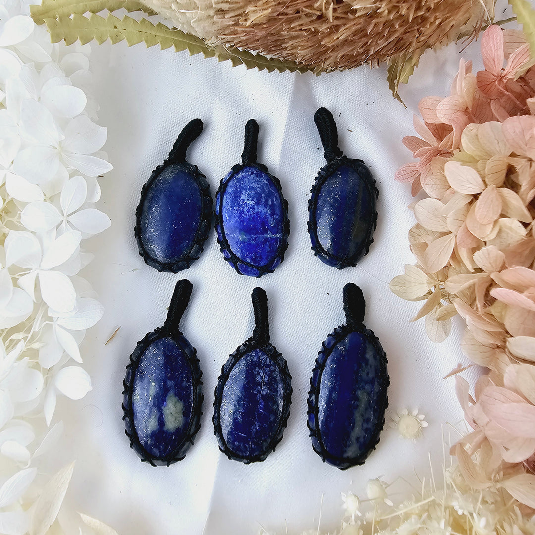 Lapis Lazuli Macrame Pendant