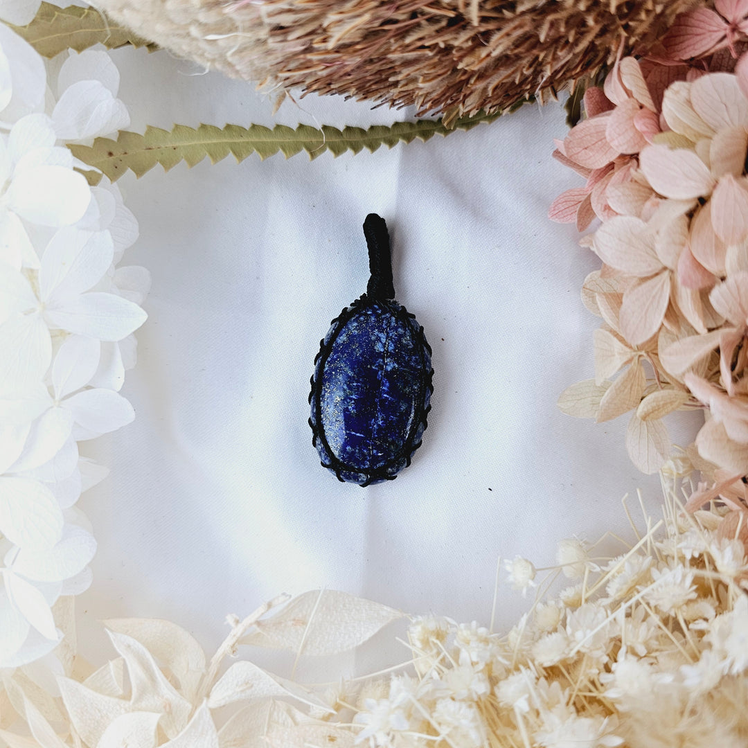 Lapis Lazuli Macrame Pendant