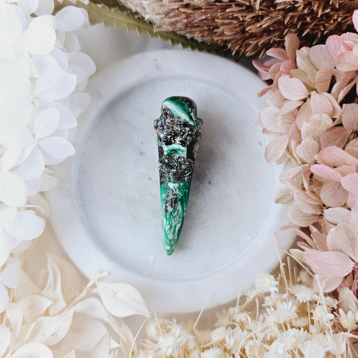 Chrysoprase Raven Skull Pendant