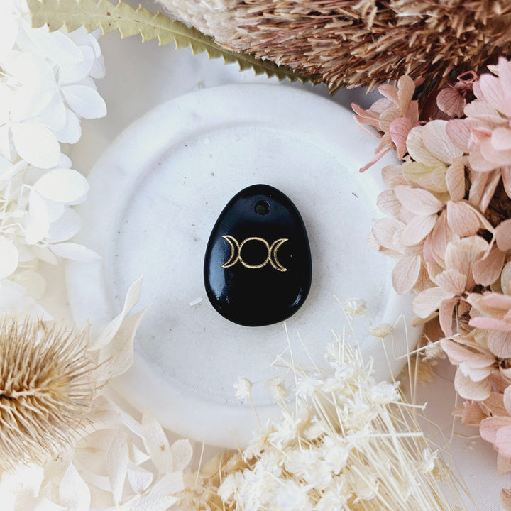 Black Obsidian Triple Goddess Pendant