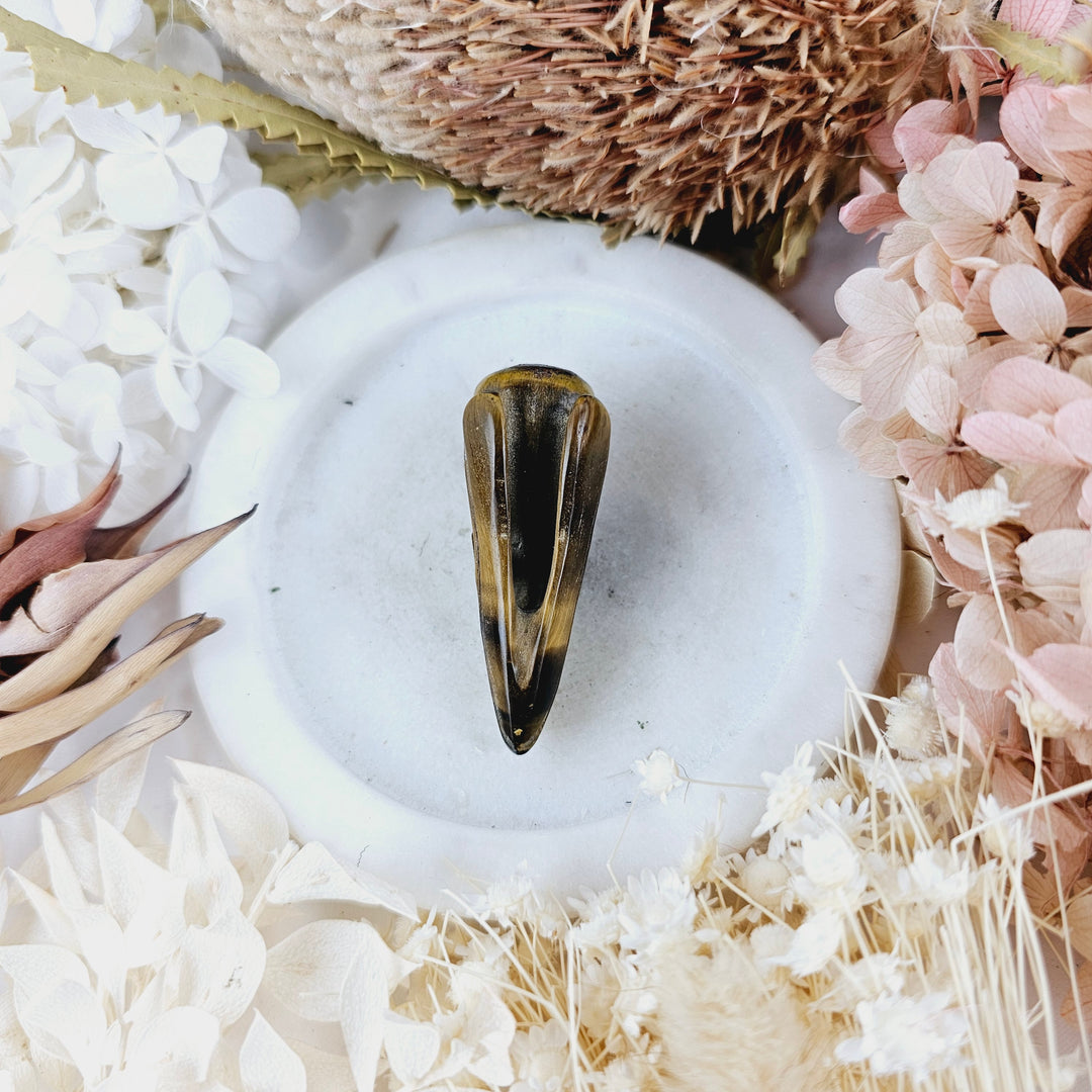 Tigers Eye Raven Skull