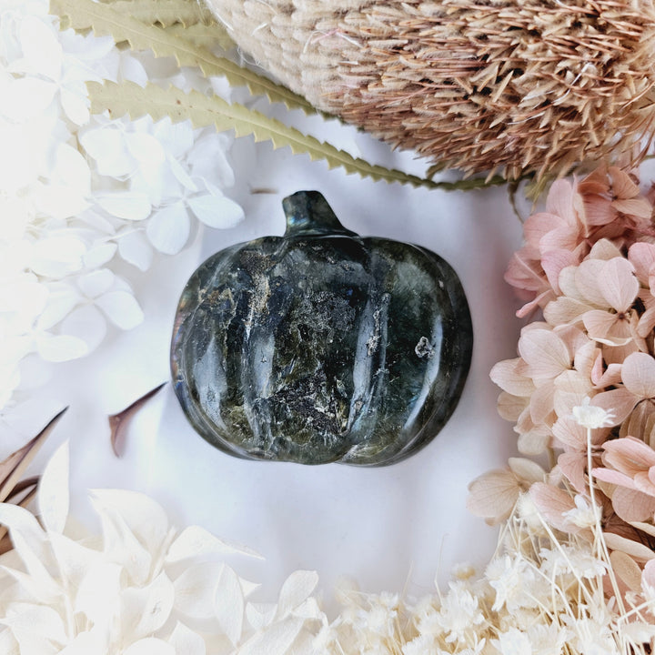 Labradorite Pumpkin Skull