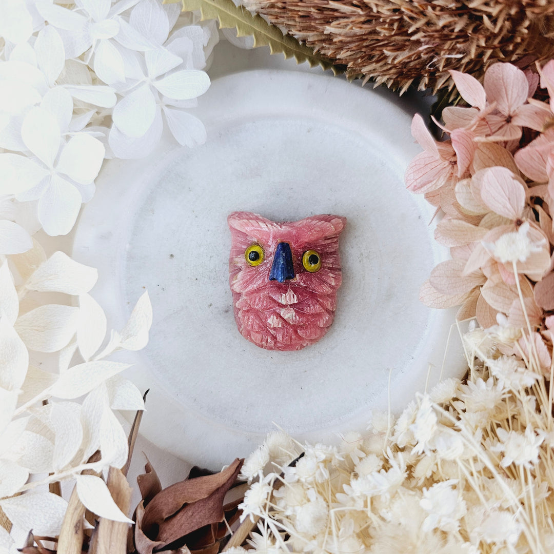 Rhodochrosite Owl