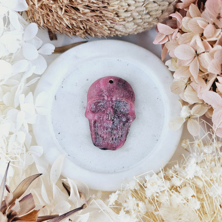 Rhodonite Skull Pendant