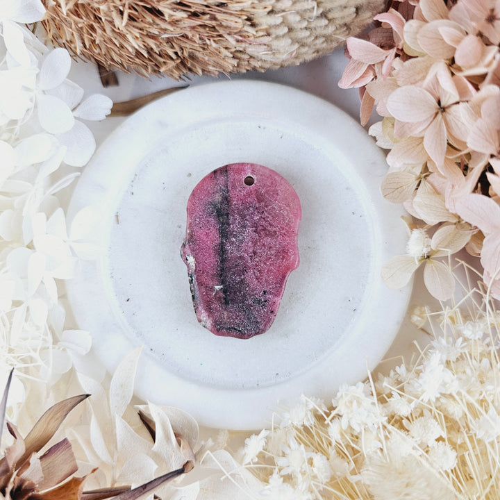 Rhodonite Skull Pendant