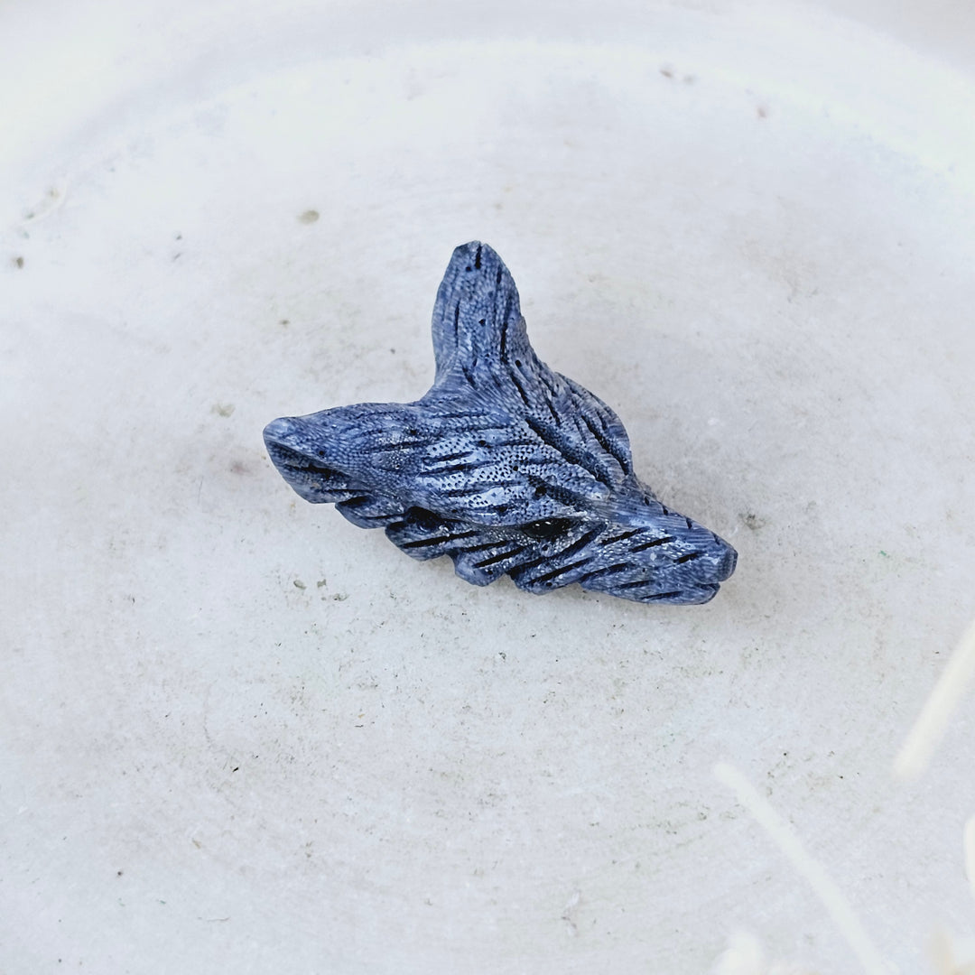 Blue Coral Mini Wolf Pendant