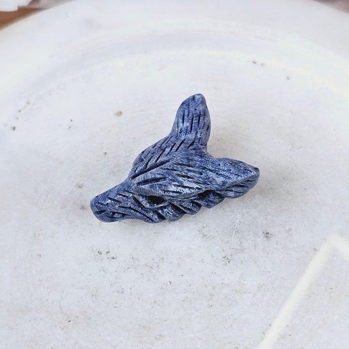 Blue Coral Mini Wolf Pendant