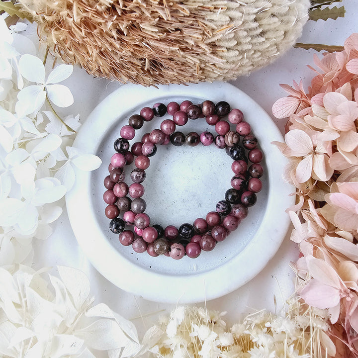 Rhodonite bracelet - 6mm #4