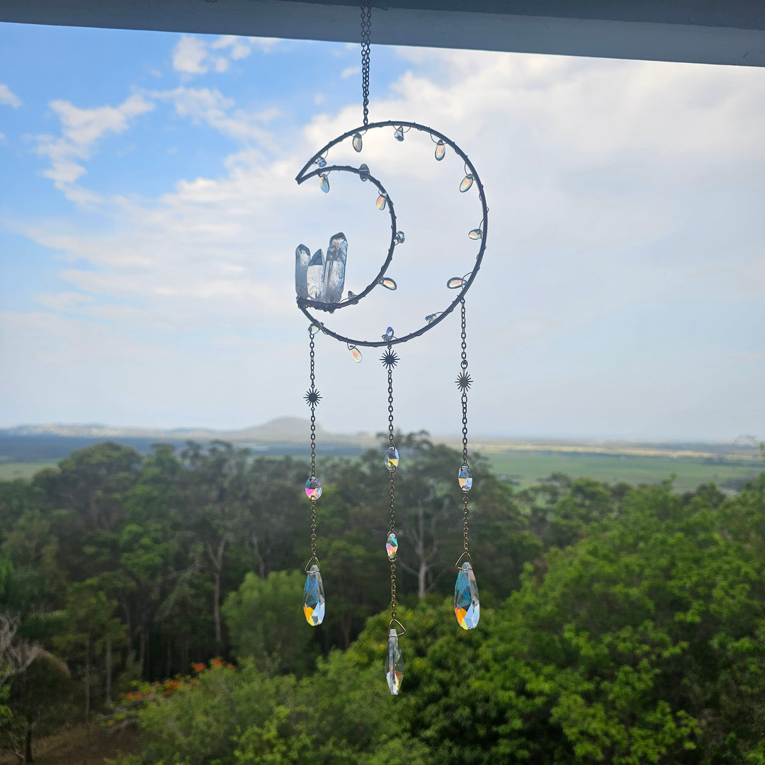 Clear Quartz Moon Sun Catcher