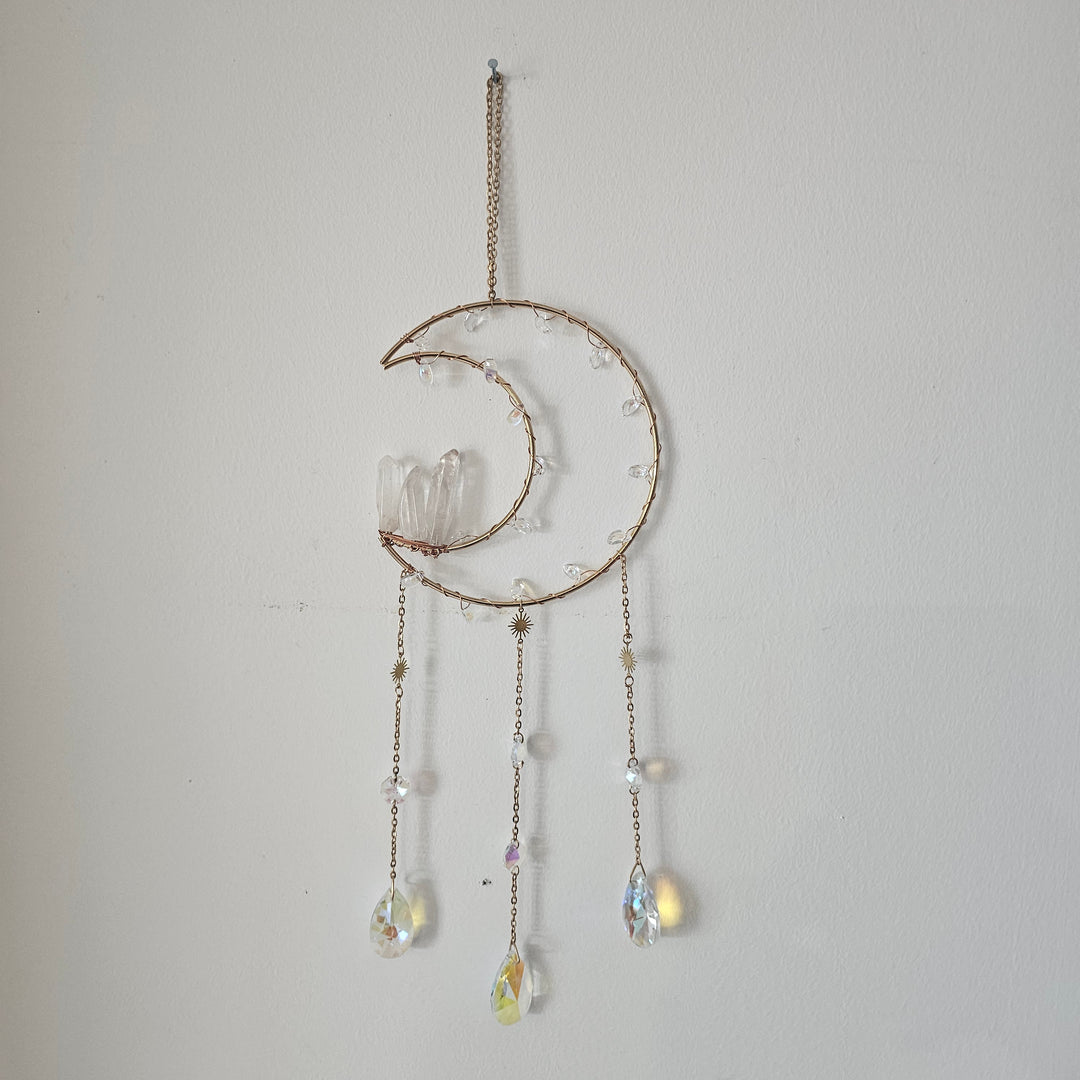 Clear Quartz Moon Sun Catcher