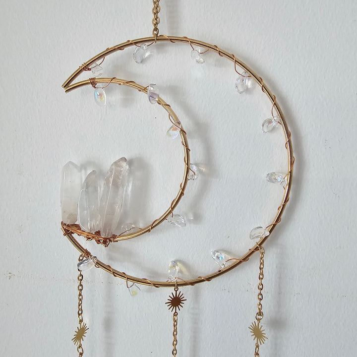 Clear Quartz Moon Sun Catcher