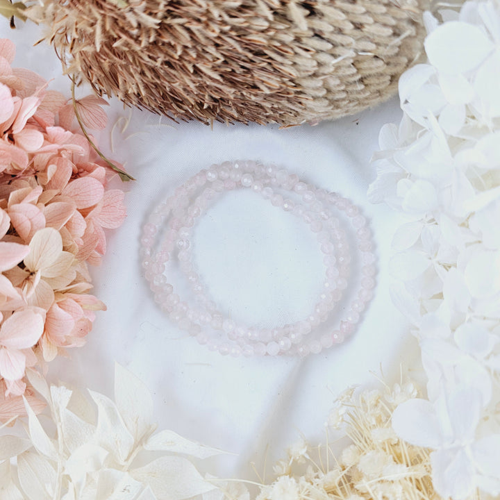Rose Quartz Faceted Bracelet - 4mm