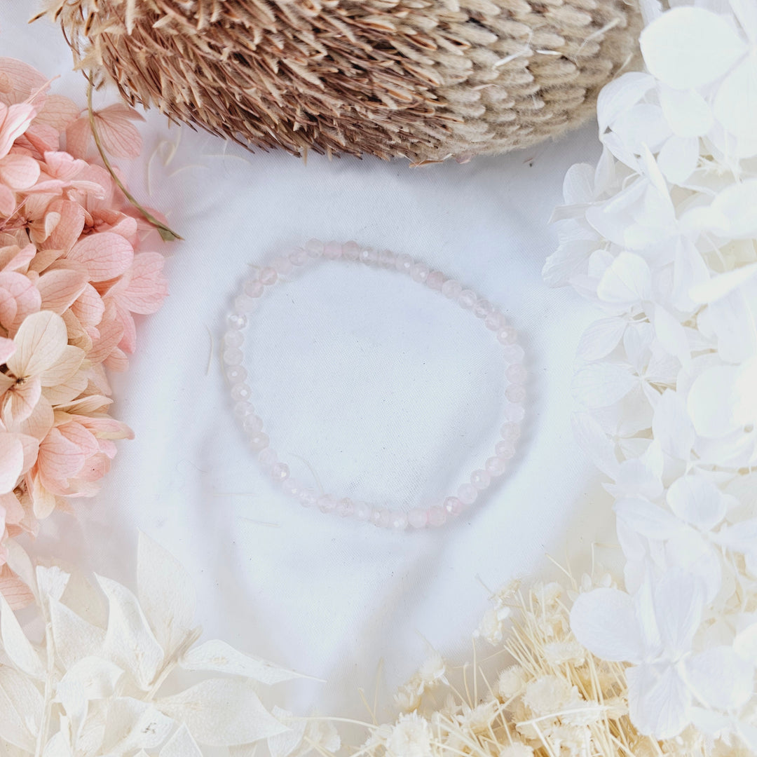 Rose Quartz Faceted Bracelet - 4mm
