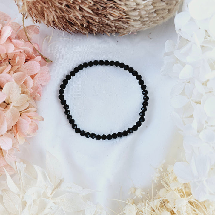 Black Tourmaline Faceted Bracelet - 4mm