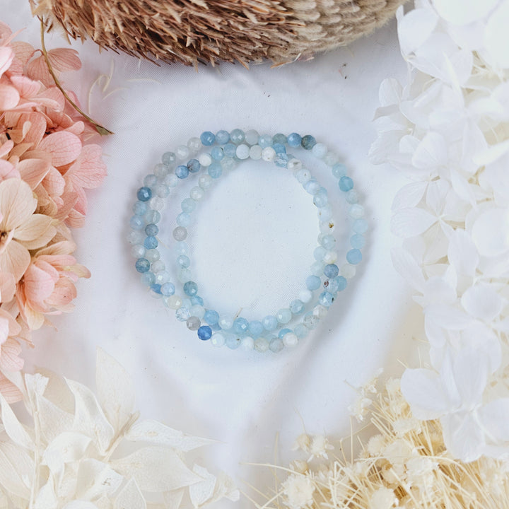 Aquamarine Faceted Bracelet -  4mm