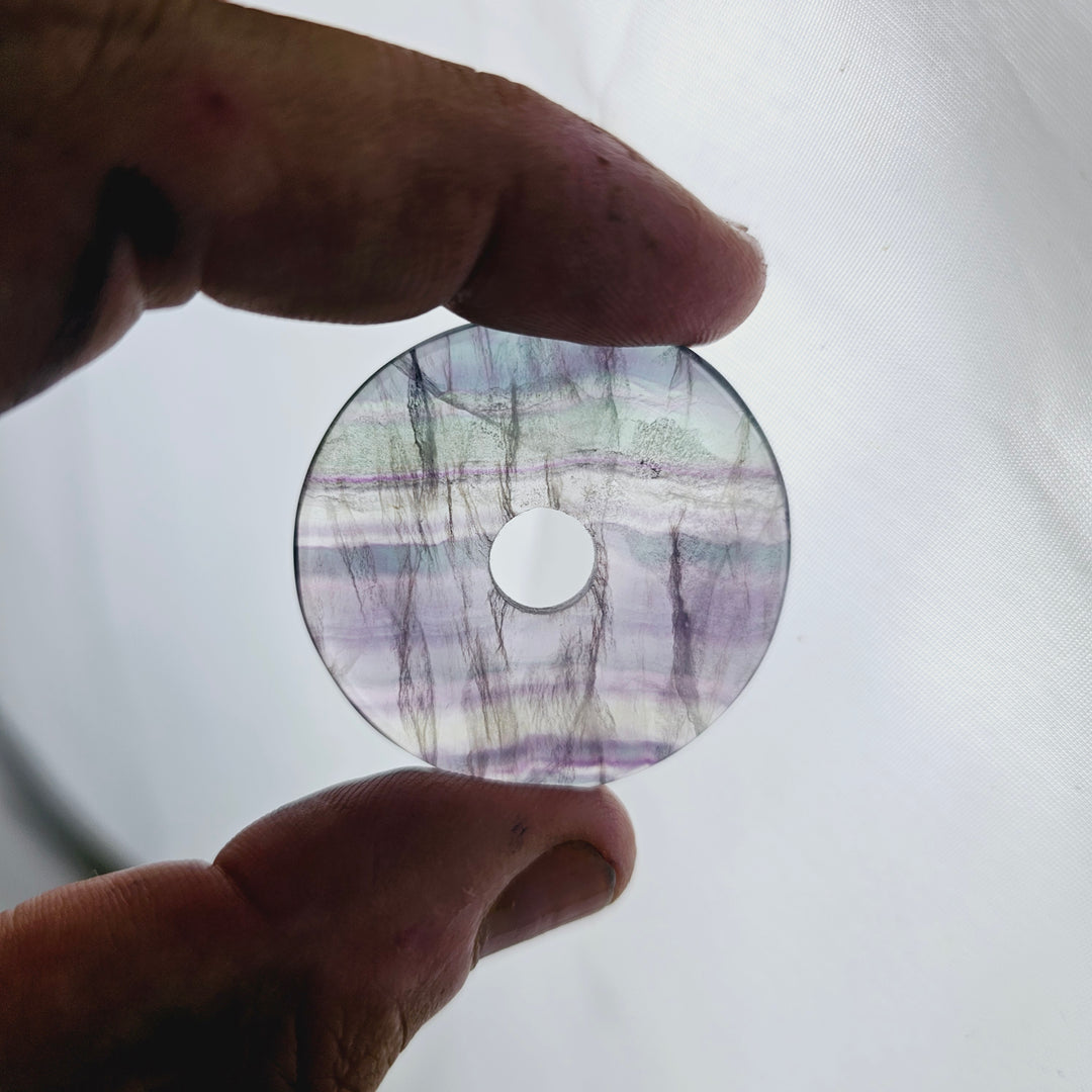 Rainbow Fluorite Donut Pendant