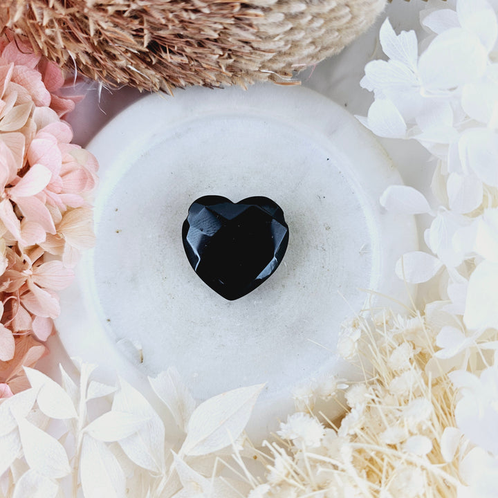 Black Obsidian Faceted Heart Pendant